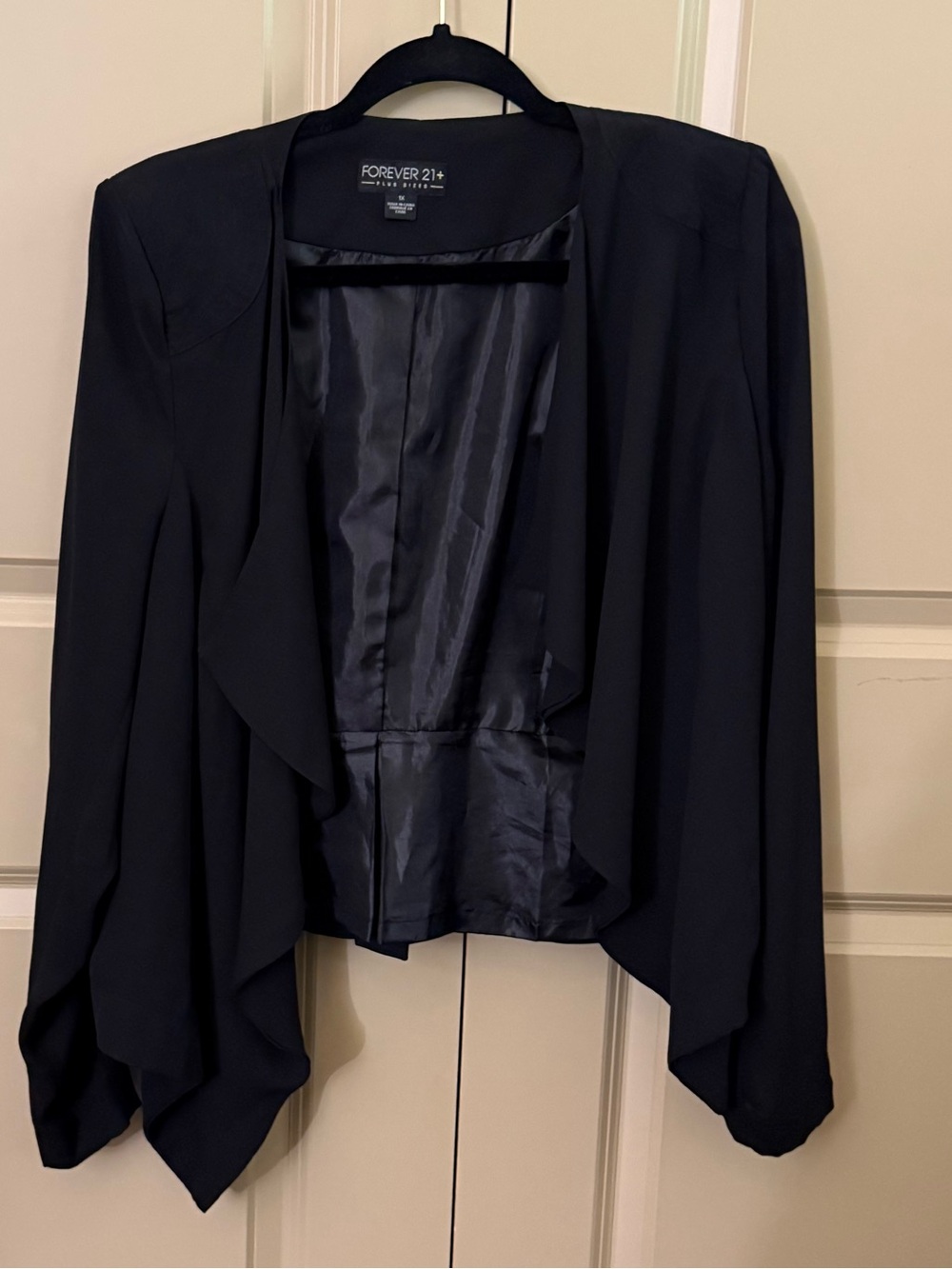 Forever 21 Black Waterfall Open-Front Blazer